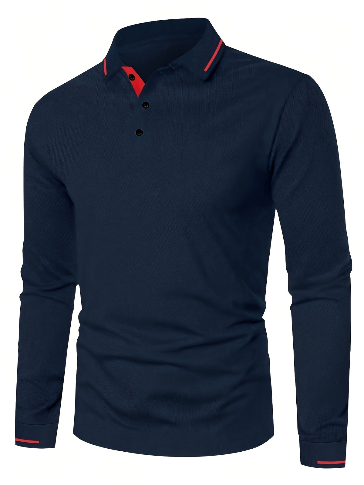 Men's Long Sleeve Polo Shirt, 100% Polyester with Slight Stretch, Regular Fit and Rib-Knit Details for Casual Golf and Spring-Fall Outfits