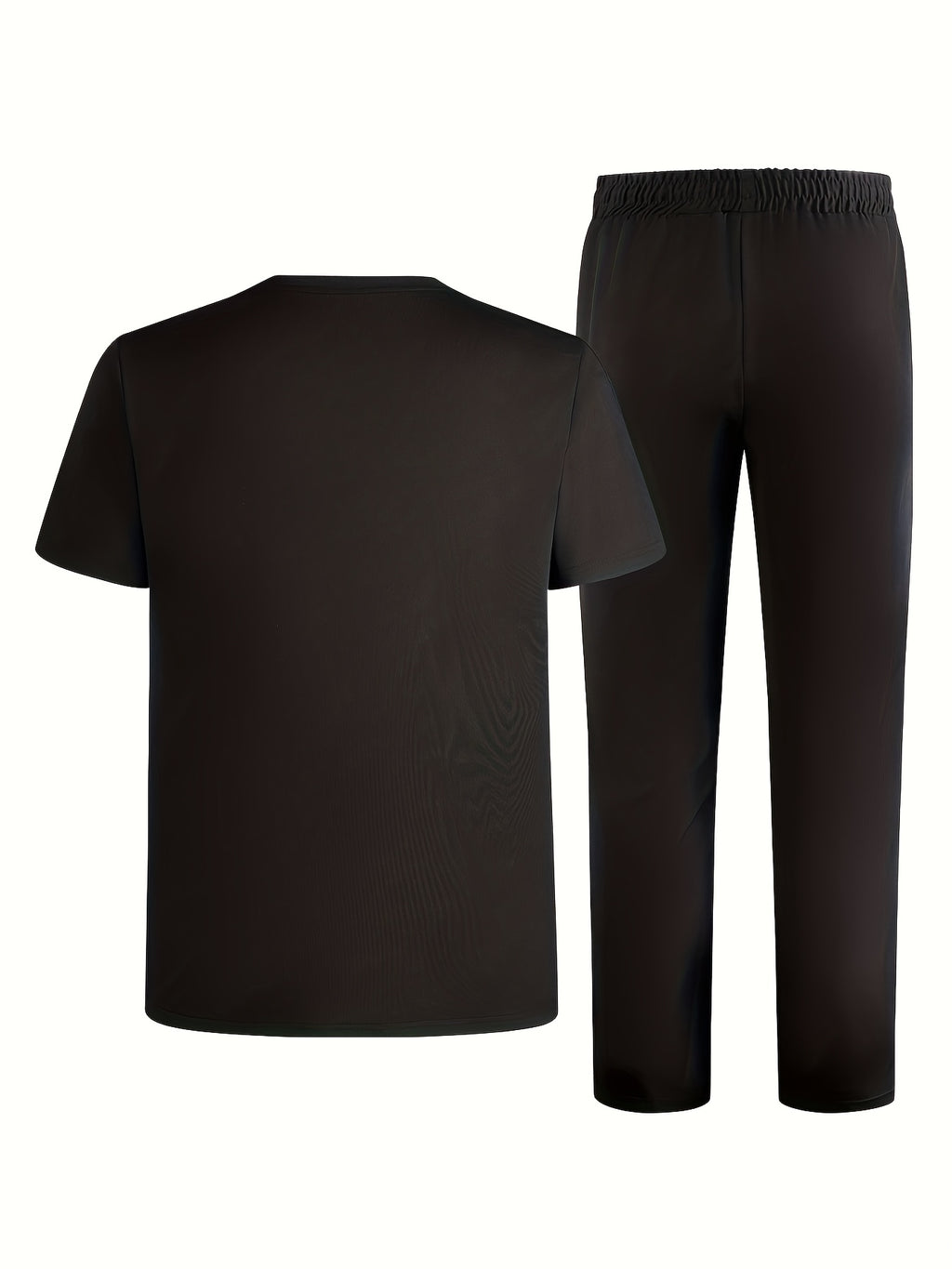Men's Two-Piece Outfit with Printed Short Sleeve Crew Neck Top and Straight Pants, Seven Color Options and S to XXL Sizes for Casual Spring and Summer Style