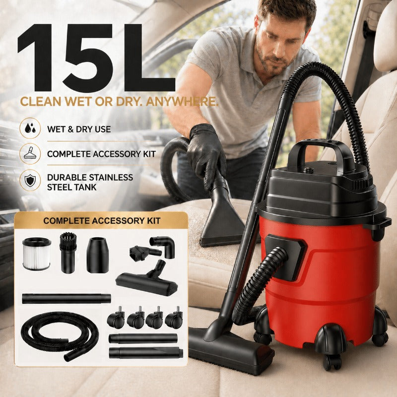 3-in-1 Wet Dry Vacuum with Blower Function, Listed 18000Pa and 2 Peak HP with 3.96, 5.28 or 6.6gal Capacity Options for Home, Car and Hard Floor Cleanup