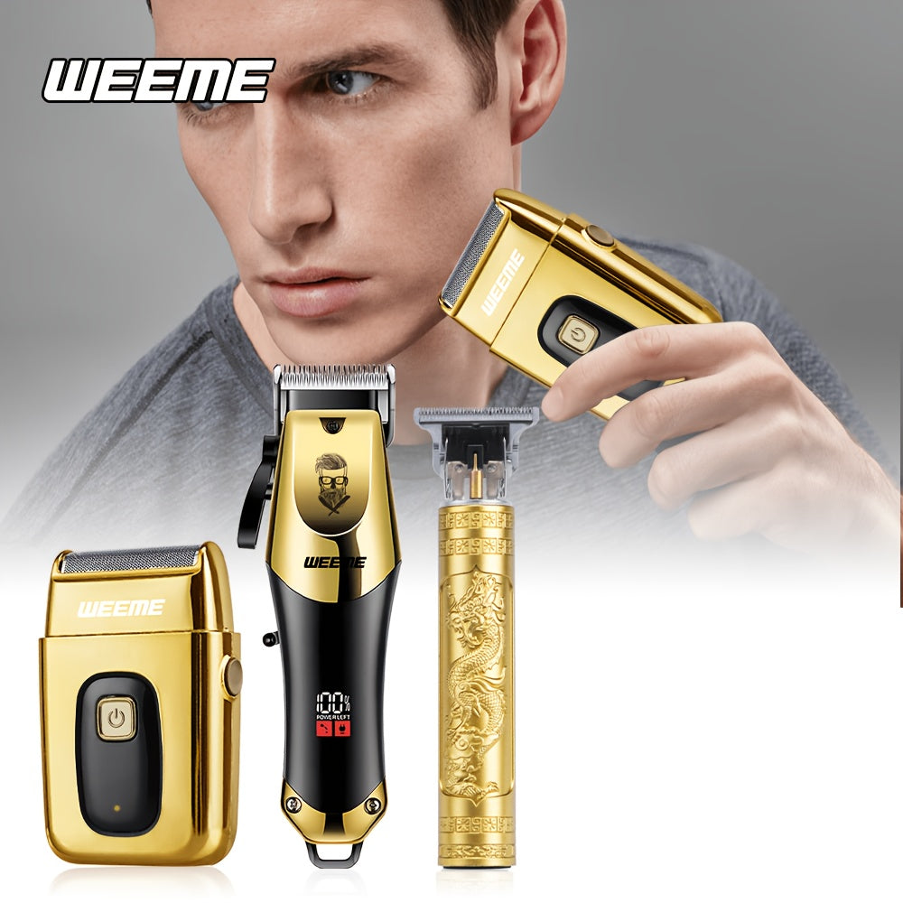 WEEME Hair Clipper and Beard Trimmer Set with USB-Rechargeable Wording, Battery Level Indicator and Comb Attachments, 810B2306C Option for Men's Home Grooming