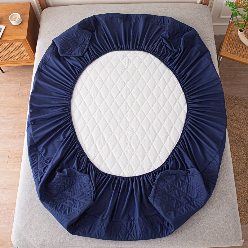 Rhomboid Pattern Mattress Protector, Single Thickened Fitted Bed Cover with Eleven Size Labels and Eight Color Options for Bedroom and Guest Room Bedding