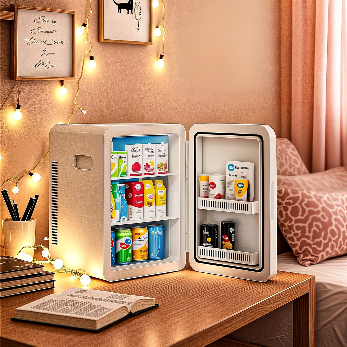 Portable Mini Fridge by ADVWIN, Glass-Front Cooler and Warmer with Listed AC/DC and 12V Support for Bedroom, Office, Dorm and Car Use
