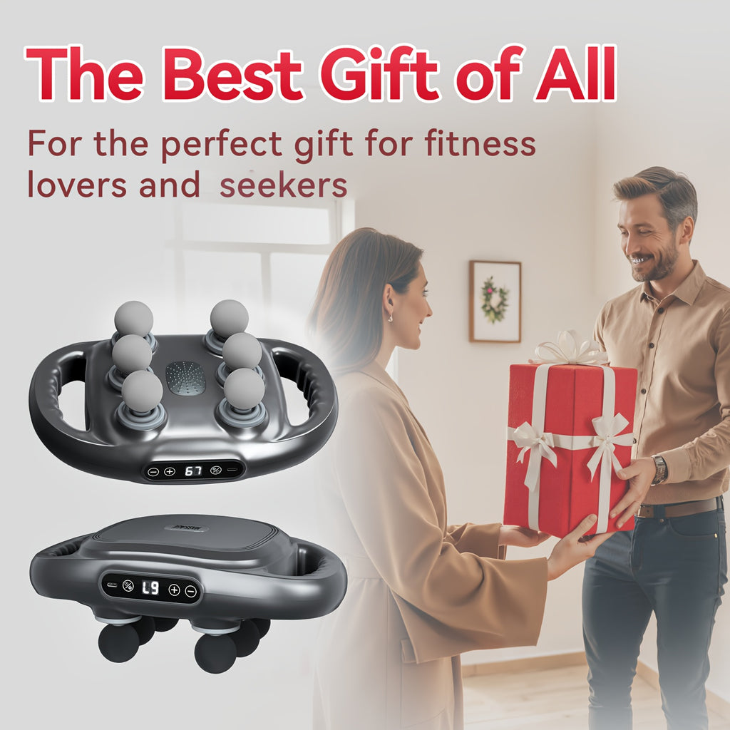 Six-Head Tapping Massager with Listed USB Rechargeable Design, Handheld Multi-Head Vibration Massage Device in White or Grey for Home Personal Care and Gifts