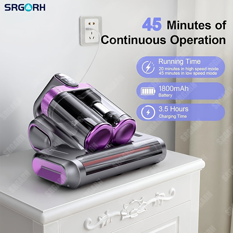 UVC Mattress Vacuum Cleaner with Hot Air, 16KPa Powerful Suction Bed Vacuum with Dual Dust Cup, Handheld Deep Cleaning Mattress Machine for Pillows, Sofa, and Carpet