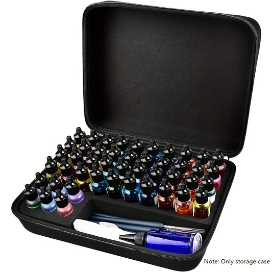 Alcohol Ink Storage Case, Black EVA Organizer with Listed Capacity for 46 Half-Ounce Bottles, Craft Bottle Storage for Artists, Empty Case Only