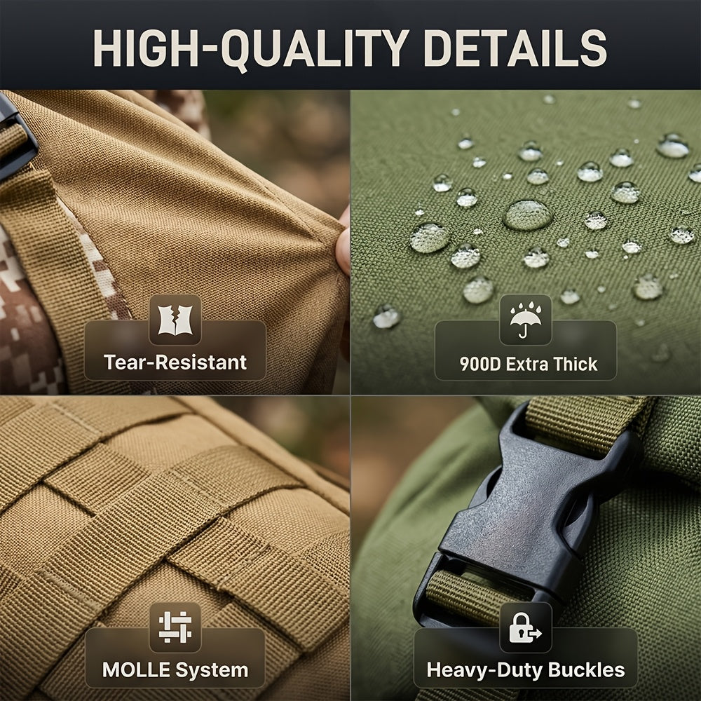 Men's Outdoor Travel Backpack with Double-Shoulder Carry and Removable Flag Patch Reference, Gray, Desert, Khaki or Black-3 Options for Everyday Trip Packing