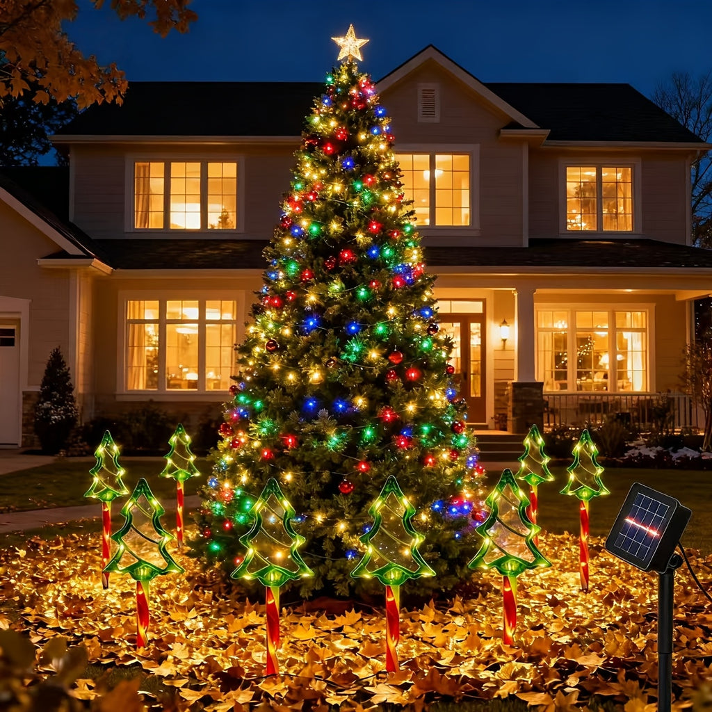 Solar Candy Cane Lights with Listed Red and White Striped Design, Eight Lighting Modes and 8/16-Pack References for Christmas Garden and Holiday Yard Decorating