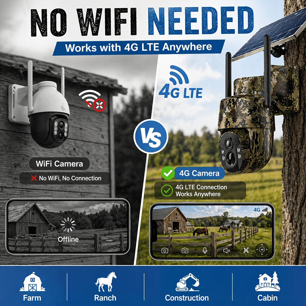 Cellular Game Camera with 4G LTE, Solar Charging, Phone App Live View and Night Vision, Motion Detection and Two-Way Audio in Camouflage 1-Pack or 3-Pack