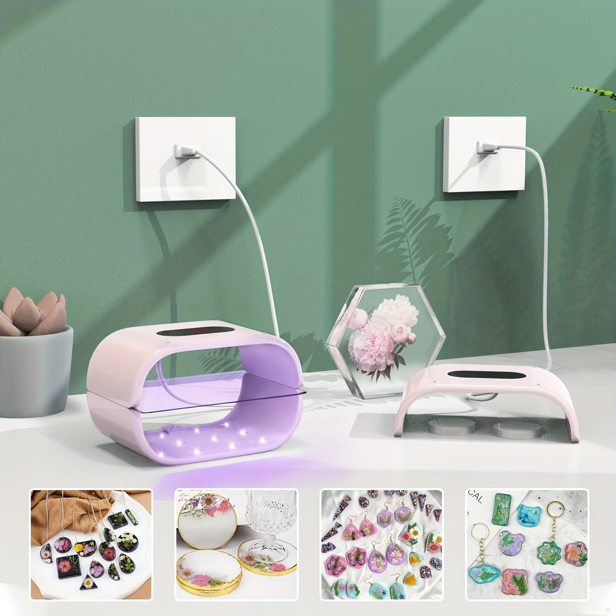 Double-Sided UV Resin Curing Lamp M24 with Listed 36W Power and 24 LEDs, Digital Display and 2, 3 or 5 Minute Settings, Pink or White for Jewelry Craft Projects