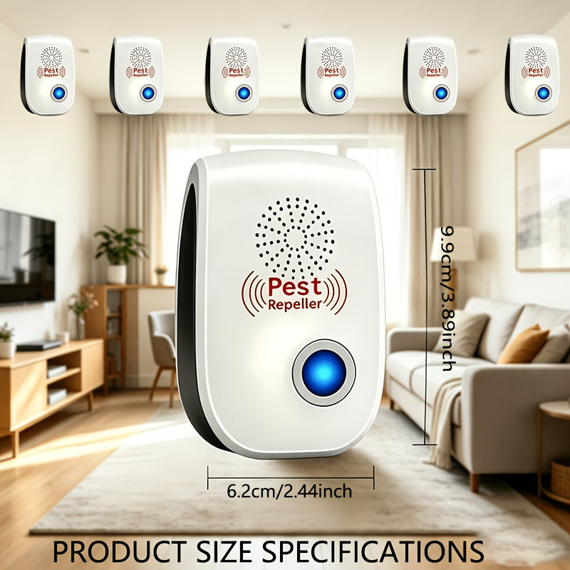 Plug-In Pest and Mouse Repellent Six-Pack with Listed Dual Speakers and Variable-Frequency Soundwave Technology, No Batteries Required for Home Placement