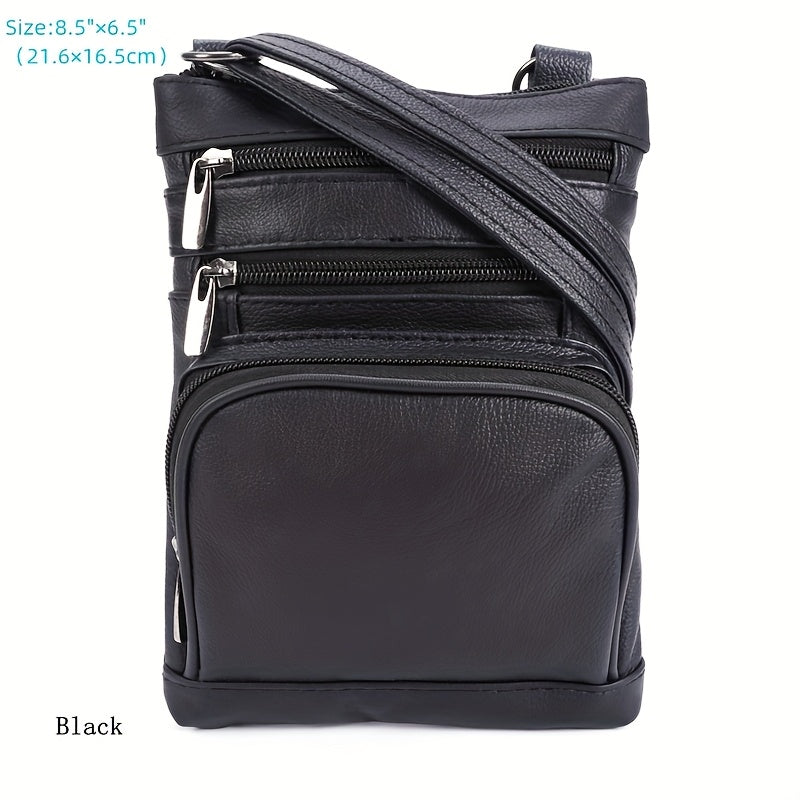 Cow Leather Crossbody Shoulder Bag with Soft Leather Description, Regular, Plus and X-Large Size Options in Ten Colors for Everyday Carry and Travel