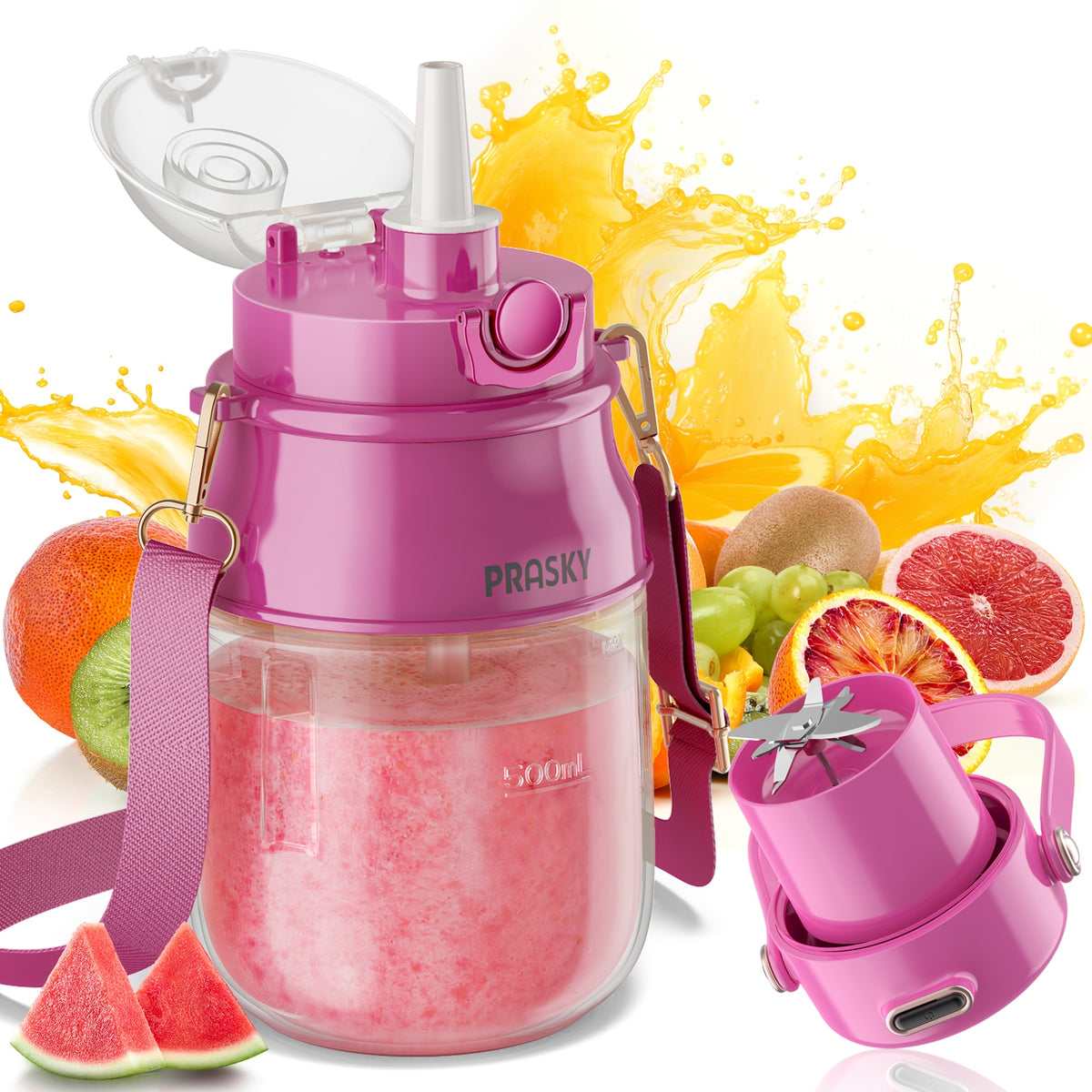 10-Blade Portable Blender 27oz, USB Rechargeable Personal Blender Cup for Smoothies, Shakes and Milkshakes, 800ml Travel Blender for Office, Gym, Picnics and Kitchen