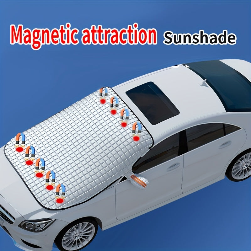 Magnetic Windshield Snow Cover for Parked Cars, Front Window Sunshade and Snow Cover with All-Season Style for Seasonal Outdoor Parking