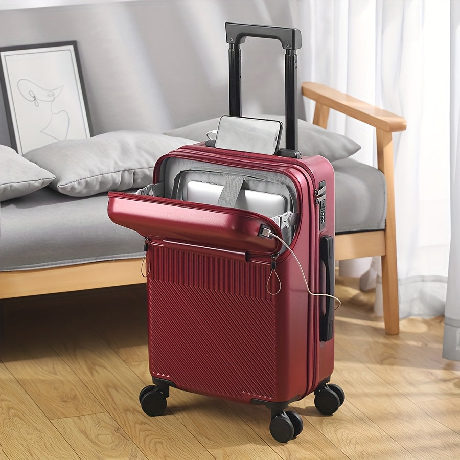 20-Inch Wheeled Suitcase with Listed Combination Lock, Single Travel Luggage Case in Red, White, Green, Grey or Black-1 for Weekend Getaways and Work Trips