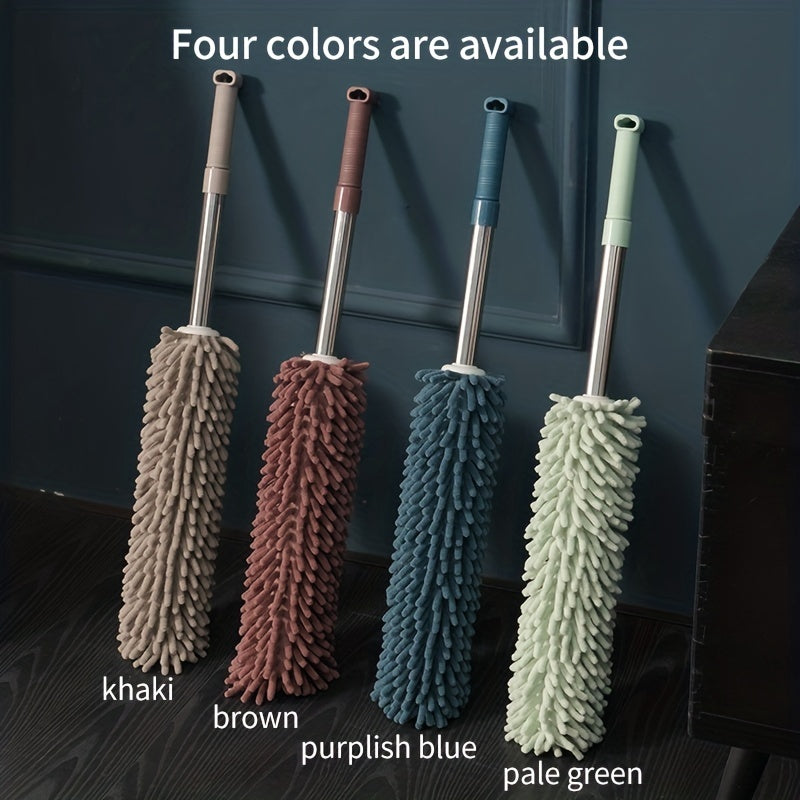 Chenille Telescopic Duster with Extendable Pole and Detachable Washable Head for Furniture, Ceiling Fans, Windows, Office and Car Interior Dusting