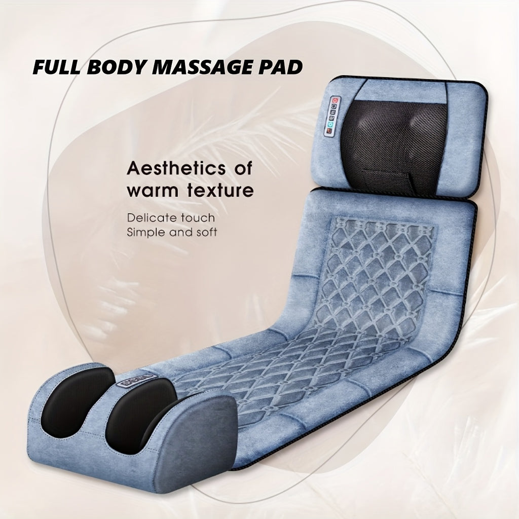 Full Body Massage Mat with Heat, 10-Zone Wave Vibration Pad and Kneading Pillow, Optional Foot and Calf Massager for Home Relaxation