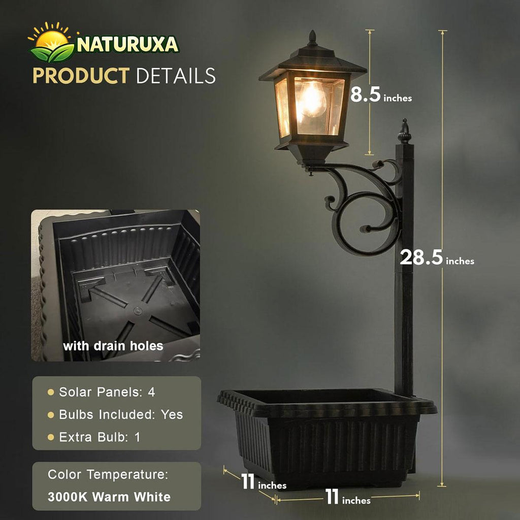 Solar Flower Pot Lights, Freestanding Garden Decor with Listed IP65 Rating in 2pcs or 1pc Black Options for Lawn and Courtyard Decorative Displays