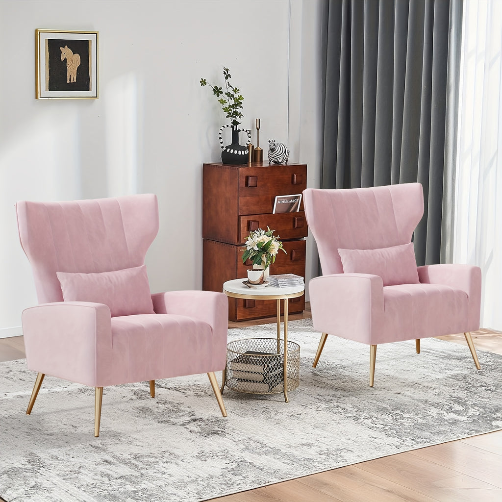 Velvet Accent Armchair with Metal Legs and Spring Support, Sponge-Filled Mid-Century Modern Reading Chair for Living Room and Cozy Seating Corners