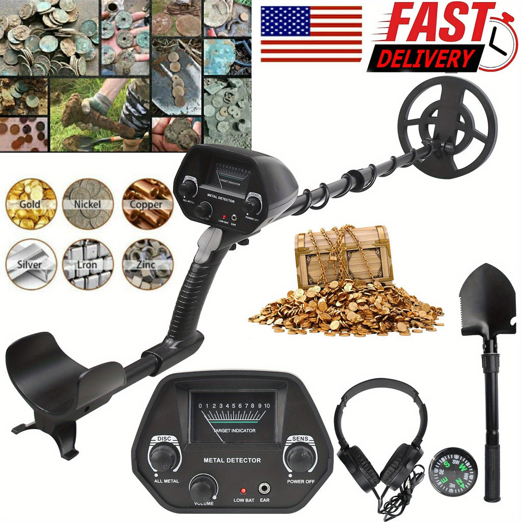 Metal Detector for Adults with Adjustable 78–107 cm Length, Mechanical Pointer and Audio References, Black or Yellow Options with Selected Bag Package for Hobby Searching
