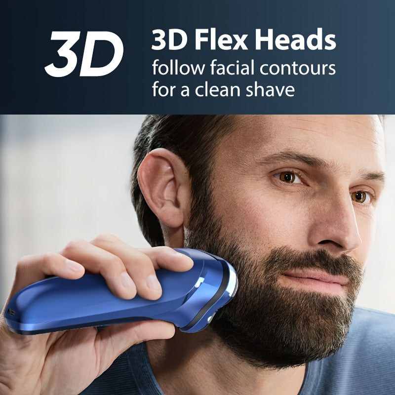 Sejoy Men's Electric Shaver with Pop-Up Trimmer, 3D Floating Head and LCD Display, Listed One-Hour Fast Charging in Blue, Light Blue or Gray