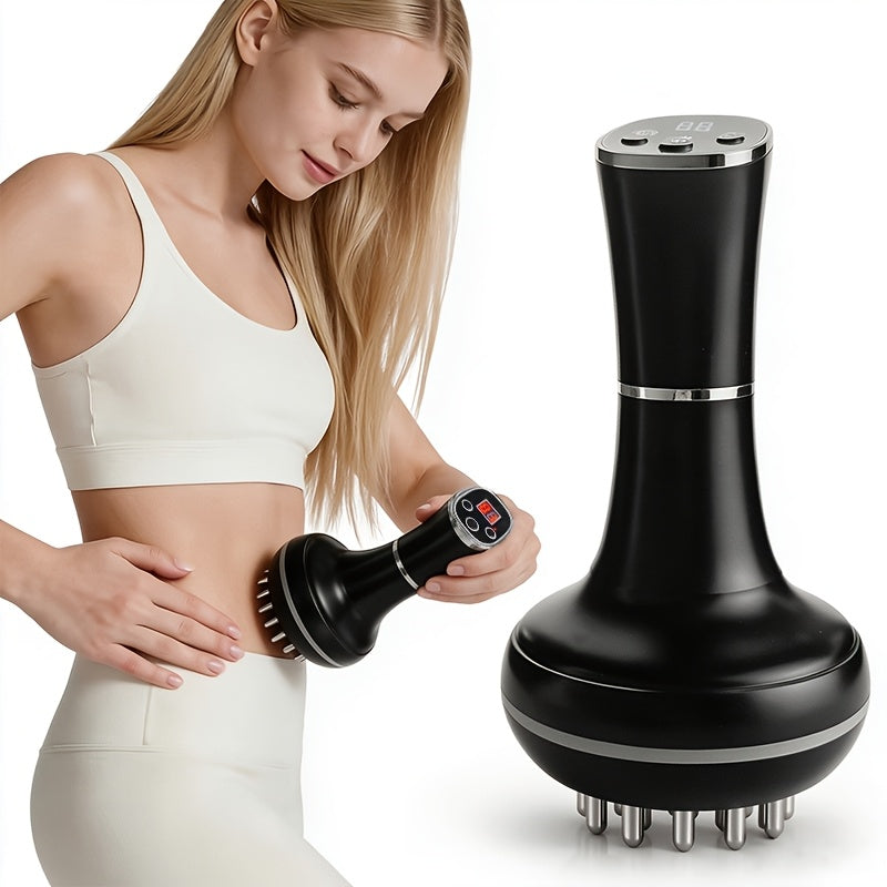 Electric Meridian Massager Handheld, Full Body Acupoint Scraping and Pressing Massager with USB Charging, Smart Body Massager for Abdomen, Legs, Back, Shoulders and Neck Relief, Guasha Massage Tool for Daily Self-Care, White and Black