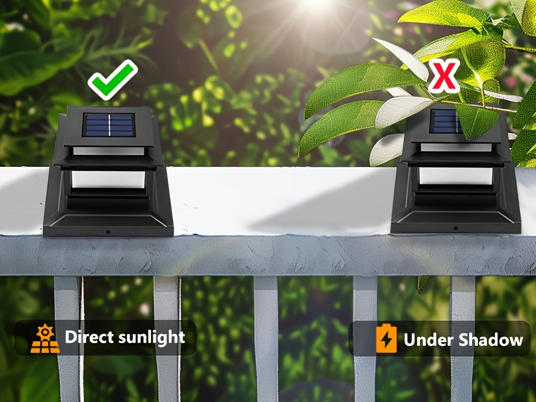 Solar Post Cap Lights 6 Pack for Fence and Deck Posts, Outdoor LED Accent Lighting for Decorative Garden, Porch, Patio and Stair-Area Settings