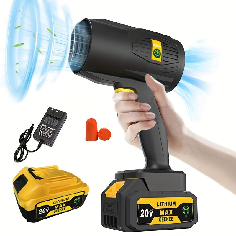 Mini Cordless Air Blower UEEKEE with Listed 30000RPM, Black One-2Ah-Battery Charger Kit or Yellow Two-2Ah-Battery Storage Bag Kit for Leaf and Dust Cleanup