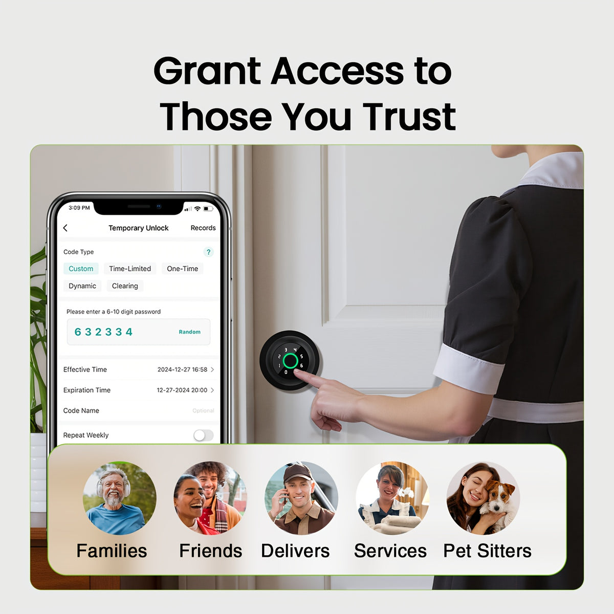 GHome Smart Door Knob Lock with Listed Fingerprint, Keypad and App Features, K20, K10, K02A and PRO Model Options for Compatible Door Access Setups