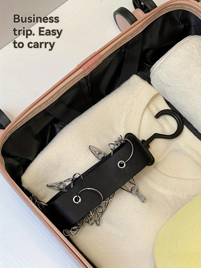 Eight-Clip Hat Organizer in Black with Stainless Steel Rack Reference, Wardrobe Storage Accessory for Baseball Caps, Summer Hats and Compatible Lightweight Clothing