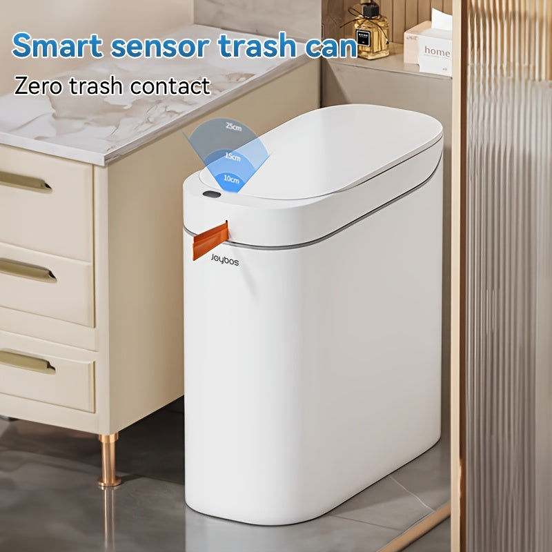 Motion Sensor Trash Can with Automatic Bag-Fitting Reference, White Plastic Bin in One, Two or Three-Piece Packs with Selected Garbage Bag Quantities