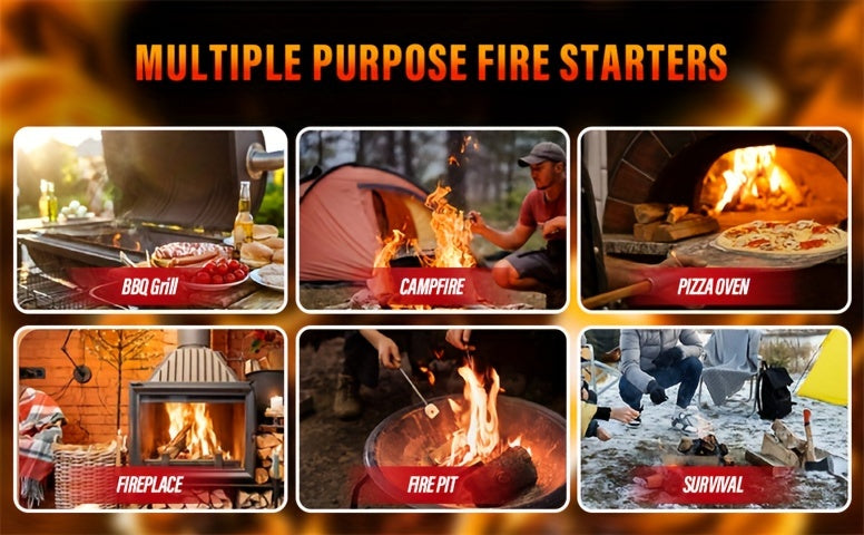 Campfire Fire Starters for Charcoal Grills, Fire Pits and Wood Stoves, Natural Firelighter Packs with 24, 60 Get 72 or 144-Piece Selection Options