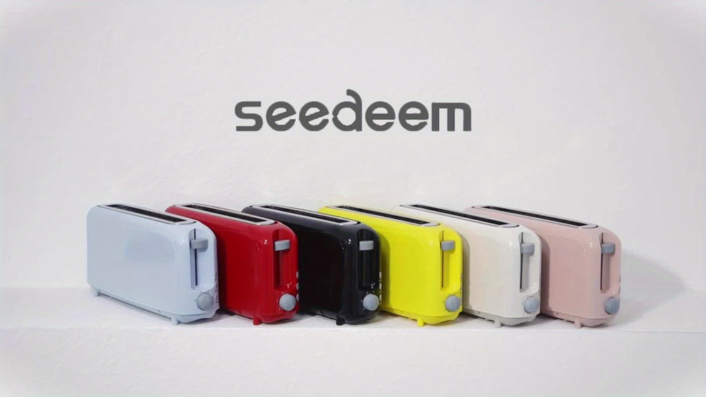 Slim Long Slot Toaster by SEEDEEM, 2-Slice 750W Breakfast Toaster with 1.45-Inch Wide Slot, 6 Shade Settings, Reheat, Defrost and Crumb Tray
