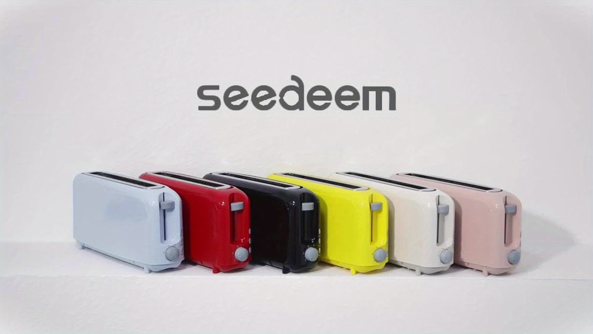 Slim Long Slot Toaster by SEEDEEM, 2-Slice 750W Breakfast Toaster with 1.45-Inch Wide Slot, 6 Shade Settings, Reheat, Defrost and Crumb Tray