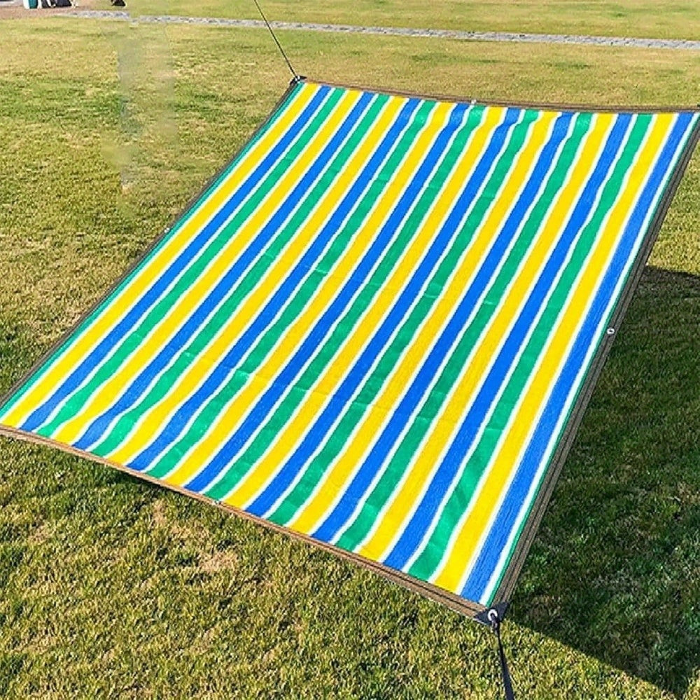 Sunshade Net with Multicolor Stripe Wording, Breathable Mesh Design and 78.74-Inch Square or 78.74 by 118.11-Inch Options for Garden and Terrace Shade Planning