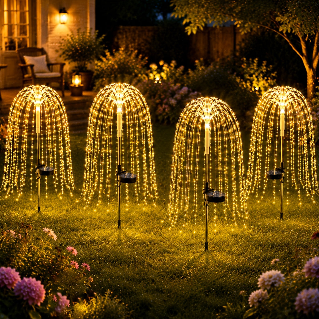 Solar Willow Branch Lights, 2-Piece LED Garden Decor with 100 LEDs and 8 Twinkling Modes for Patios, Courtyards, Pathways, Weddings and Holiday Displays