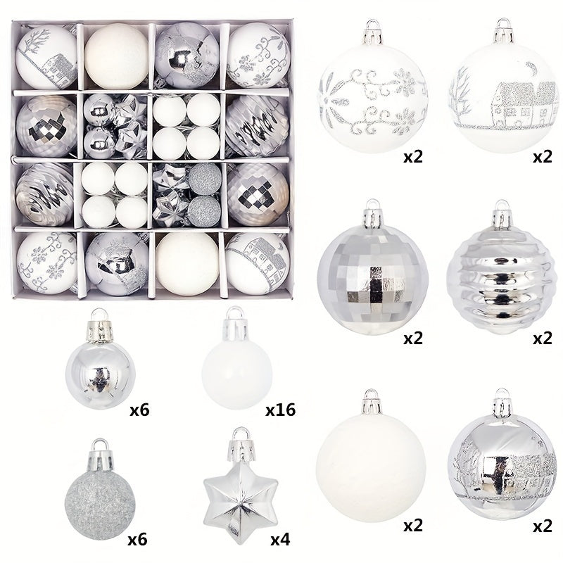 Christmas Ball Ornaments with Eight Color Theme Options, Listed 44-Piece Hanging Decoration Set for Coordinated Tree Styling, Window Displays and Holiday Parties