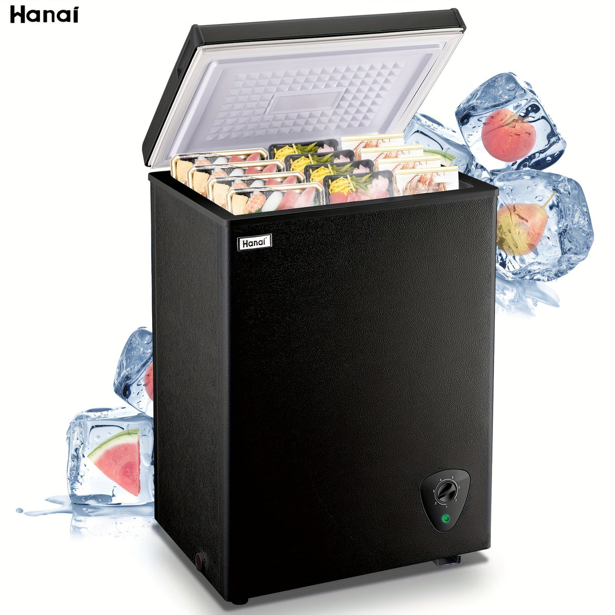 Small Deep Freezer 2.5/3.5/5.0 Cu Ft, Compact Chest Freezer with 7-Level Adjustable Temperature, Top Open Door and Removable Basket, Low Noise Freezer for Home Kitchen, Dorm and Apartment, Black