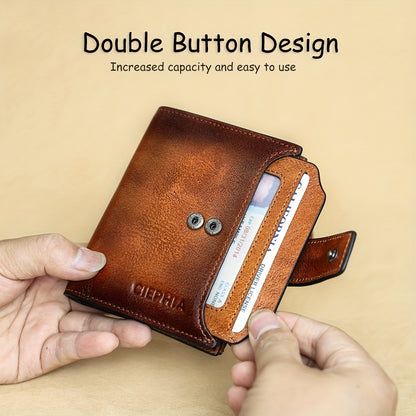 Leather Wallet for Men with Listed RFID Blocking Design, Card Slots, Coin Pocket and ID Storage, Six Brown, Black and Coffee Color or Bifold Options