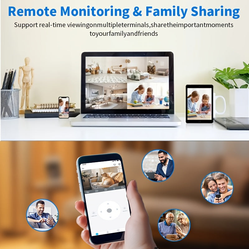 WiFi Home Monitoring Camera in Black One-Piece Option with Listed 2K QHD, Dual-Band Connection, PTZ Tracking, Two-Way Voice and Infrared Night Vision