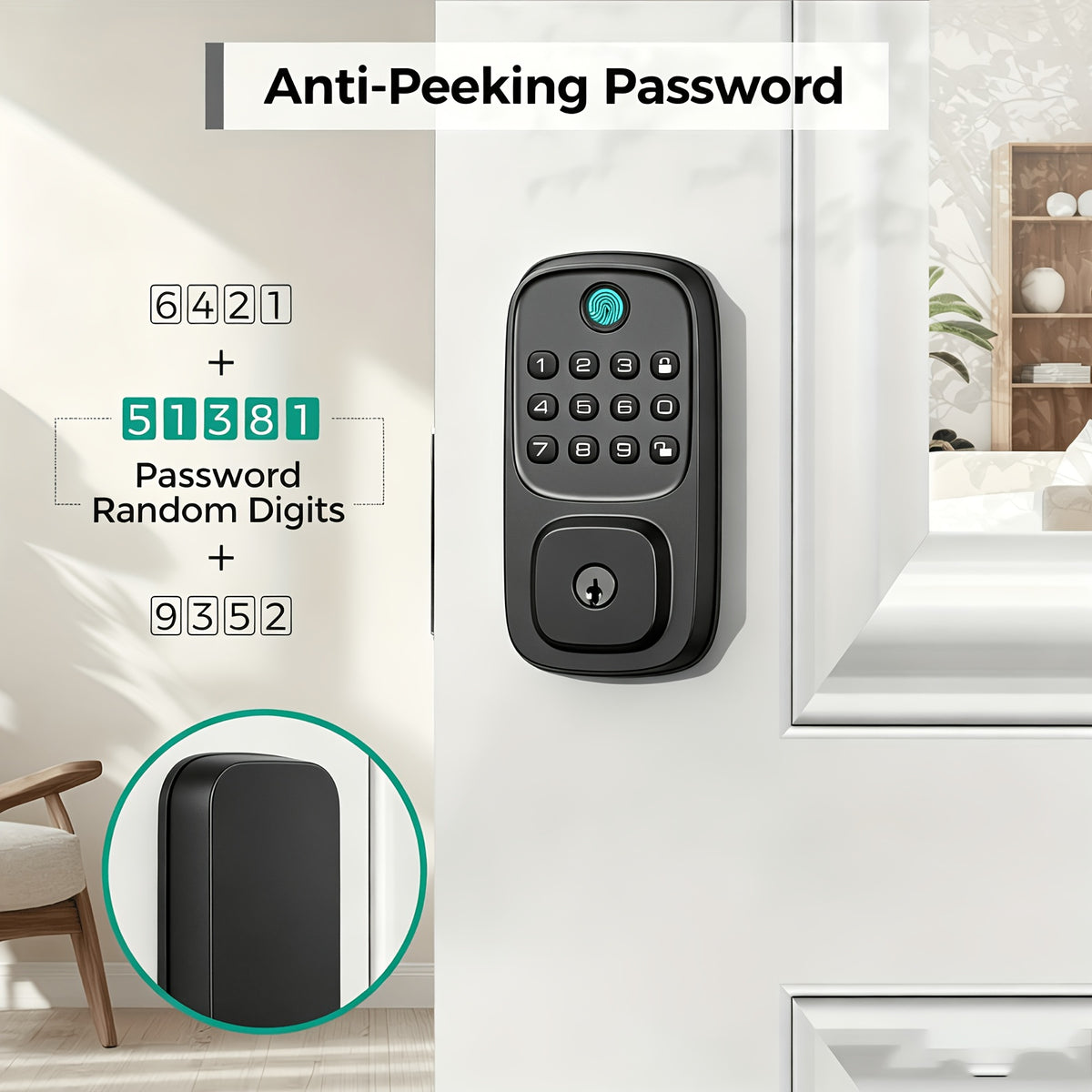Fingerprint Keyless Entry Door Lock, Zinc Alloy Keypad Deadbolt with Listed 100 Codes, App Control and Two Keys, WiFi or Silver Handle Package Options