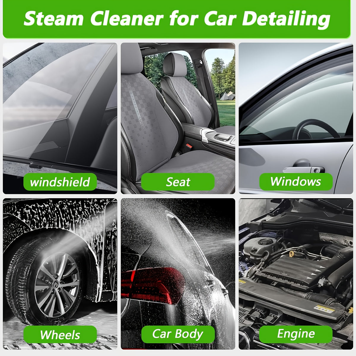 Handheld Steam Cleaner with Listed 1500W Power and 54.1oz Water Tank, Three-Level Handle Control Wording and Red, White or Green Options for Compatible Home Surfaces