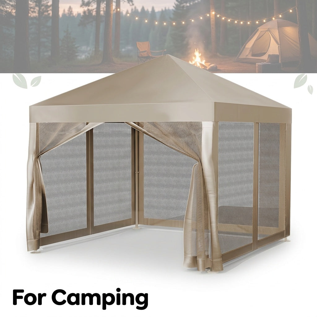 Screened Canopy Tent 10 x 10 ft with Listed Mosquito Netting and Easy-Up Design, Portable Outdoor Screen House for Patio Gatherings, Camping and Backyard Picnics