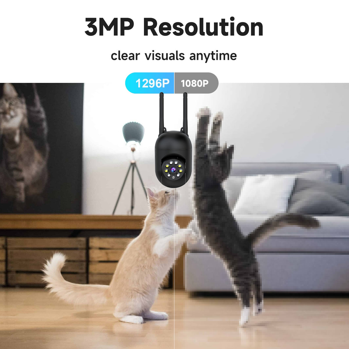 Wireless Security Camera 4 Pack, 3MP Indoor Cameras with Cloud Storage, AI Motion Detection, Two-Way Audio, Color Night Vision, 2.4G/5G WiFi, Home Surveillance System