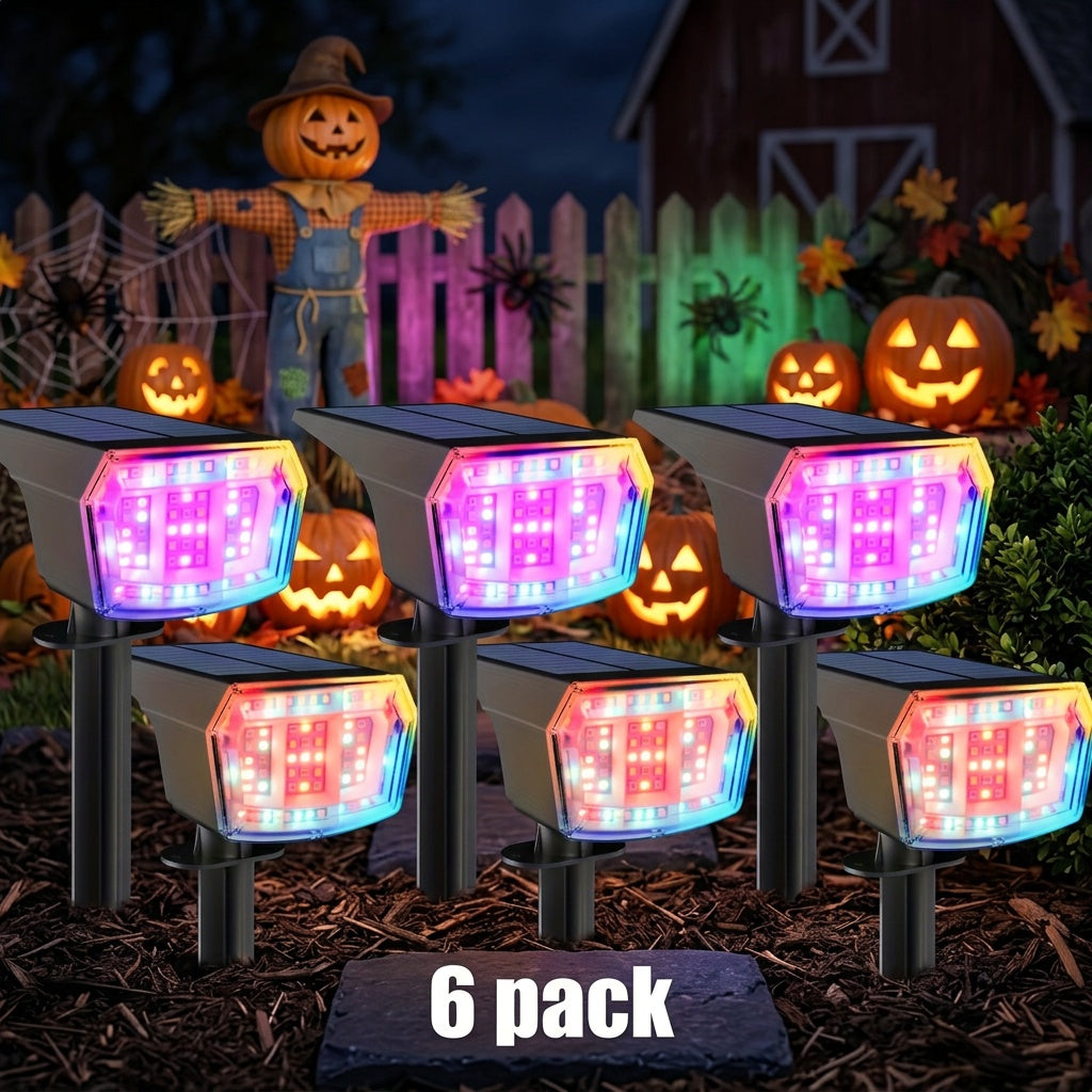 RGB Solar Garden Spotlights with Listed Nine Lighting Modes, Multicolor Outdoor Landscape Accent Lights in Two, Four or Six Pack Options for Holiday Decor