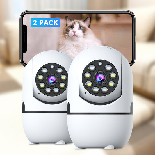 Indoor Security Camera 2 Pack, Baby & Pet Monitor with 355° Pan Tilt, Full-Color Night Vision, Motion Detection, 2-Way Talk, Dual WiFi 2.4G/5G, Cloud & SD Storage, Alexa Smart Home Cameras