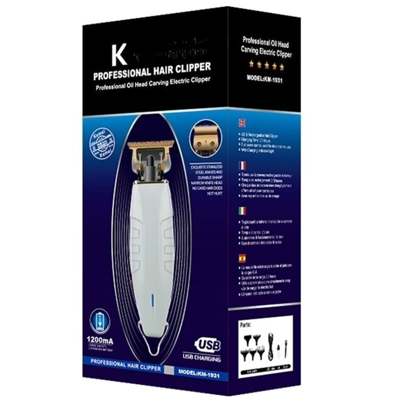 1931 Hair and Beard Trimmer for Men with Carbon Steel T-Blade, 1200mAh Rechargeable Battery, Corded or Cordless Operation and Charging Indicator for Grooming