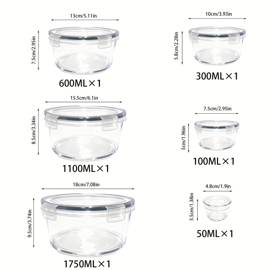 Round PP Food Storage Containers with Lids, 12-Piece Set of Six Stackable Plastic Meal Prep Bowls and Six Covers for Everyday Kitchen Organization
