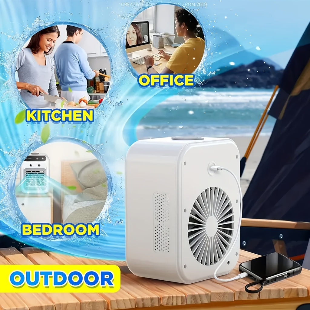 Battery-Powered Desk Fan and Humidifier L7 with Listed 2600mAh Battery and 16.91oz Tank, Portable Personal Airflow for Office, Bedroom and Camping Spaces