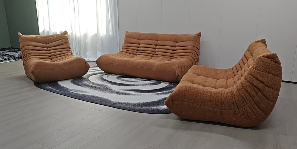 Foam Floor Sofa with Button-Tufted Curved Low-Profile Design, Single, Two-Seat and Three-Seat Color Options for Living Room Reading Corners, Gaming and Movie Nights