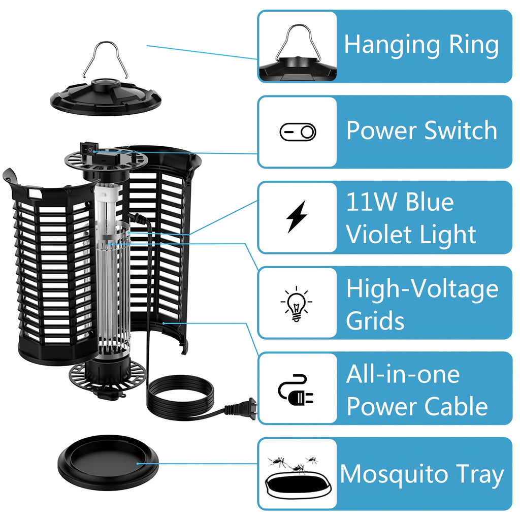 Indoor Electric Bug Zapper in Black-A with Listed 1000V Wording, Home Insect Lamp for Adults Comparing Mosquito and Fly Control Appliances
